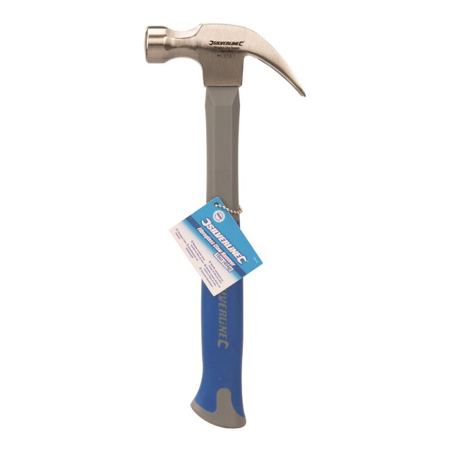 Silverline Klauwhamer - glasvezel schacht en stalen kop - schokabsorberend - 454 gram - zilvergrijs - spijkers slaan en verwijderen