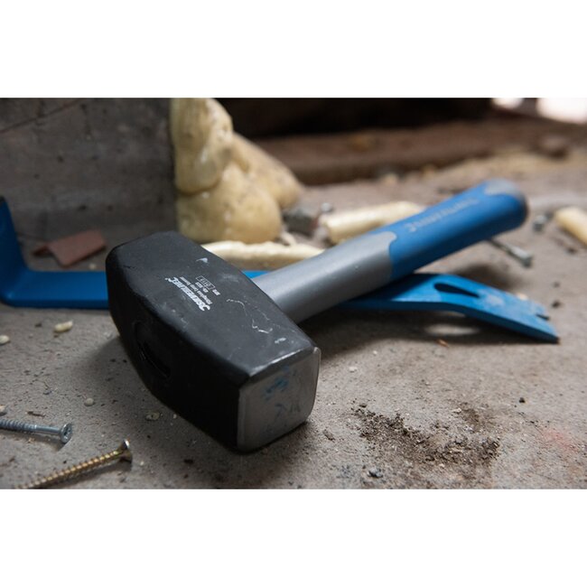 Silverline Moker met geharde stalen kop - schokabsorberende glasvezelsteel - 1,8 kg - zwart - voor sloopwerk en beitels