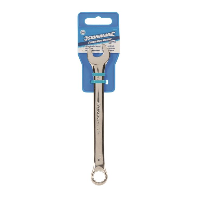Silverline Steekringsleutel 13 mm - gehard chroom-vanadiumstaal - hoogglans chroom - vast- en losdraaien van bouten en moeren