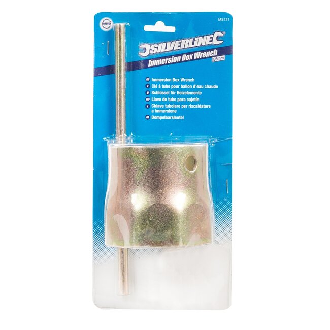 Silverline thermostaat pijpsleutel - 86 mm - staal - lange uitvoering - roestbestendig - geel - voor verwarmingselementen