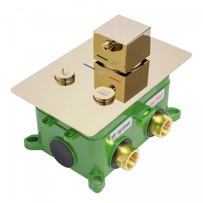 REA Thermostatische inbouw regendouche - 30 cm - glans goud - luxe spa-ervaring