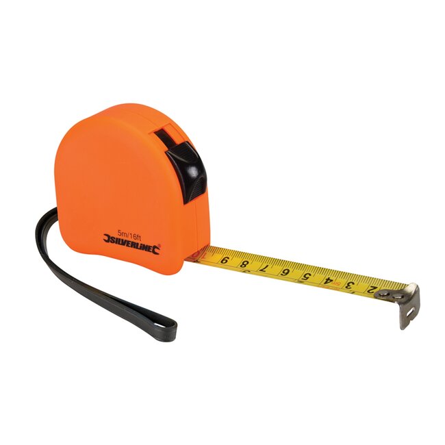 Silverline Felgekleurde Ergonomische Rolmaat - 5 meter x 19 mm