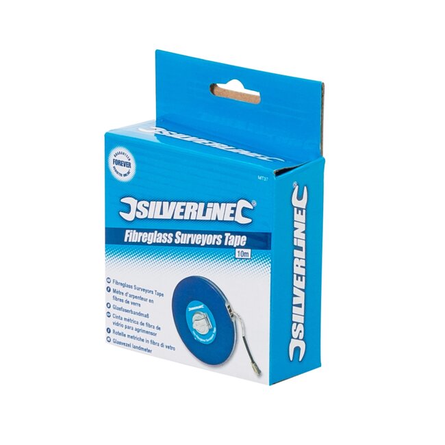 Silverline Meetlint 10 meter op rol - glasvezel met PVC-bekleding - waterbestendig, metrisch/imperiaal - voor buiten