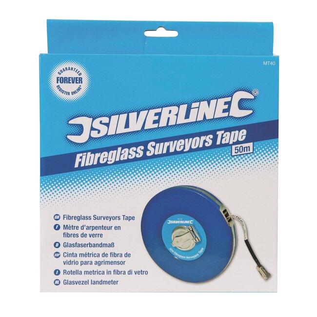 Silverline Glasvezel landmeter - meetlint - waterbestendig - 50 meter