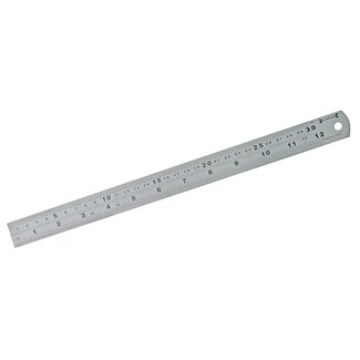 Silverline Stalen liniaal - 300 mm - roestvrijstaal - metrisch en imperiaal - hanggat