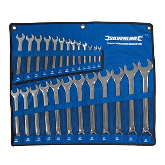 Silverline Steekringsleutelset - 25-delig - 6 t/m 32 mm - Chroom vanadium - Inclusief opbergetui