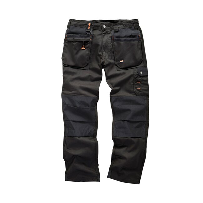 Scruffs Werkbroek - keperstof (polyester/katoen) 250 g/m2 - schuurbestendige kniezakken - maat 54 - zwart - voor kluswerk