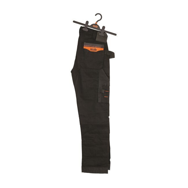 Scruffs Werkbroek - keperstof (polyester/katoen) 250 g/m2 - schuurbestendige kniezakken - maat 54 - zwart - voor kluswerk