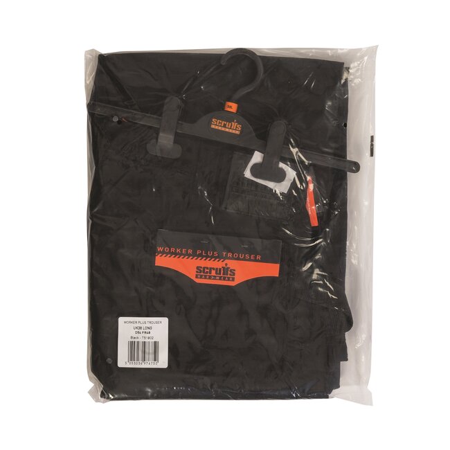 Scruffs Werkbroek polyester/katoen keper - slijtvaste kniezakken en holsterzakken - maat 54L - zwart - bouw en montage