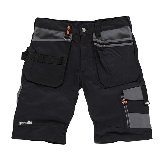 Scruffs Slijtvaste werkshort - Zwart - Canvasverstevigde zakken - Maat 48