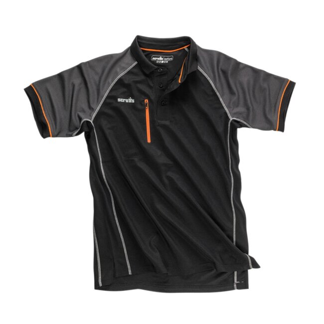 Scruffs Slim-fit werkpolo - sneldrogend - meshpanelen - maat M - zwart