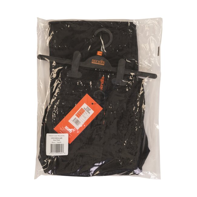 Scruffs werkbroek slanke pasvorm - maat 48 - polyester/katoen rekbare keperstof - zwart - slijtvaste kniezakken voor bouw
