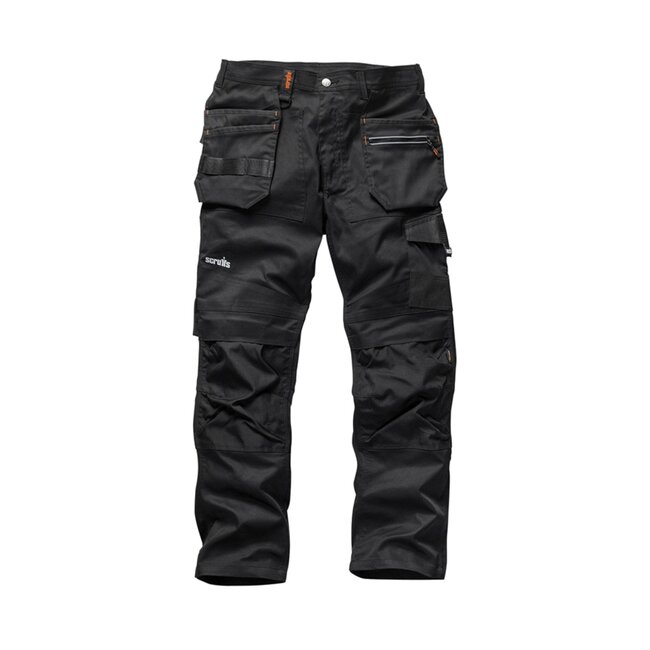 Scruffs Flexibele werkbroek - slimfit - ripstop - stretch-panelen - zwart - maat 46L