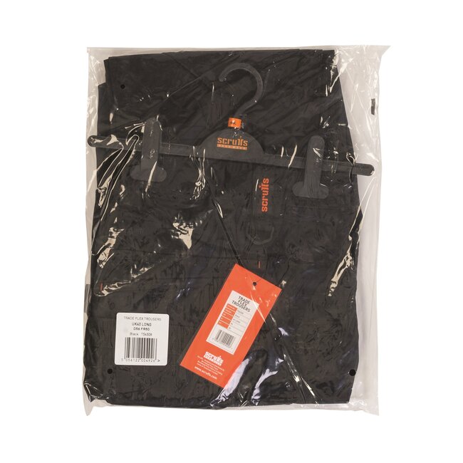 Scruffs Werkbroek - polyester-katoen met rek - slijtvaste kniezakken en holsterzakken - maat 56 lang - zwart - bouw en klussen