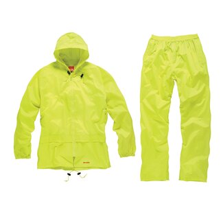 Scruffs regenpak - polyester/pvc - waterdicht, getapete naden, capuchon - maat XL - geel - 2-delig - voor werk en buitengebruik