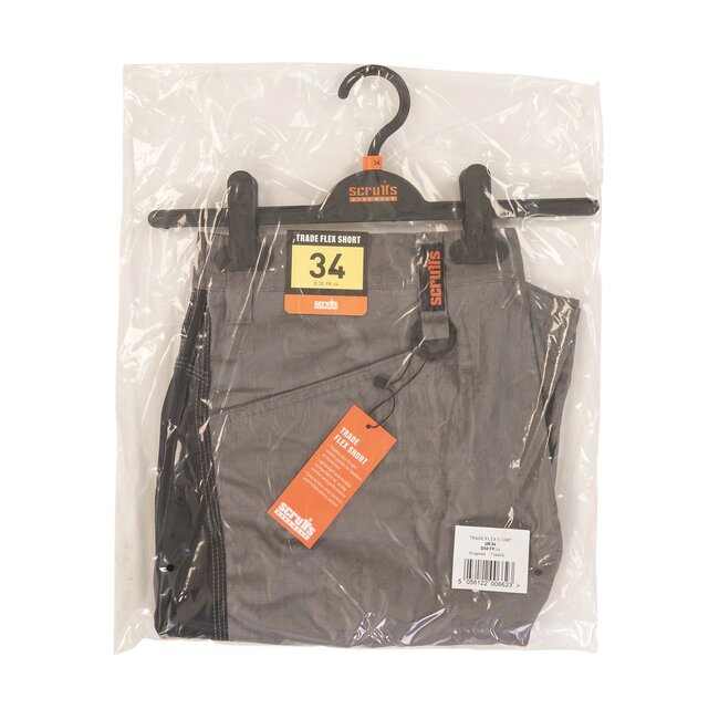 Scruffs Werkshorts - Flexibel slimfit - Ripstop weefsel - Grafiet - Maat 34W