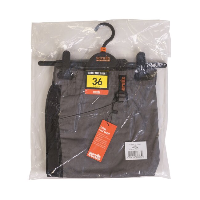 Scruffs Werkshort polyester/katoen - scheurvast, lichtgewicht en rekbaar - taille 36 inch - grafiet - voor bouw en montage