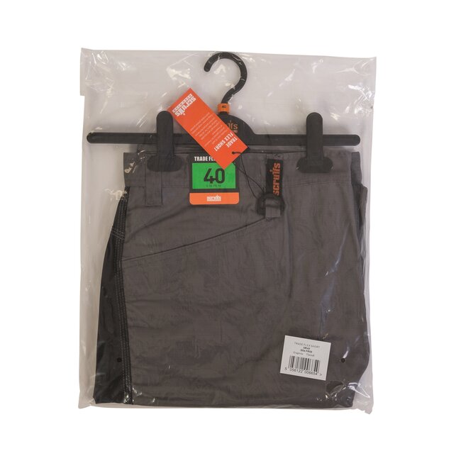 Scruffs Flexibele werkshorts - Lichtgewicht ripstop - Stretch-panelen - Canvas-zakken - Grafiet - Maat 40W