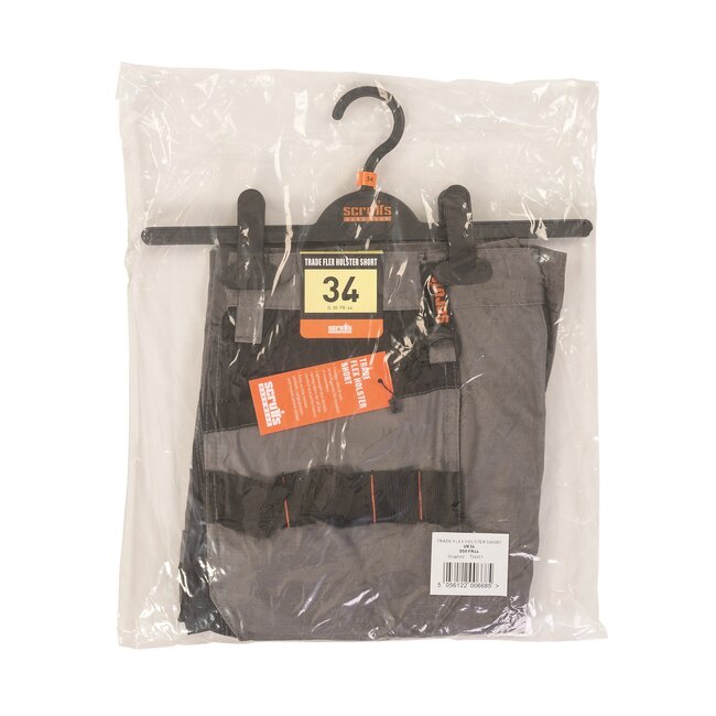 Scruffs Flexibele werkshort - donkergrijs - ripstop weefsel - holsterzakken - maat 50