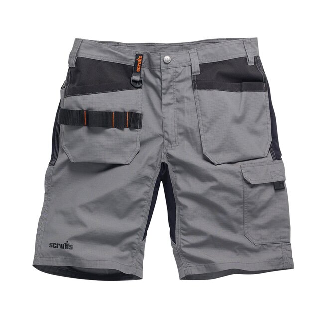 Scruffs Flexibele werkshort - donkergrijs - ripstop weefsel - holsterzakken - maat 50