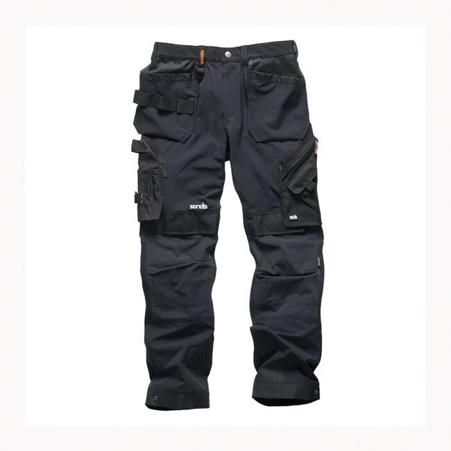 Scruffs Flexibele werkbroek - 4-voudige stretchstof - slijtvaste kniezakken - maat 52 - zwart