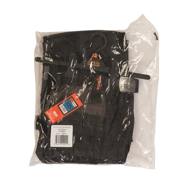 Scruffs Werkbroek - ballistische stof - maat 48S - zwart - slanke pasvorm - holster- en kniezakken - bouw en werkplaats