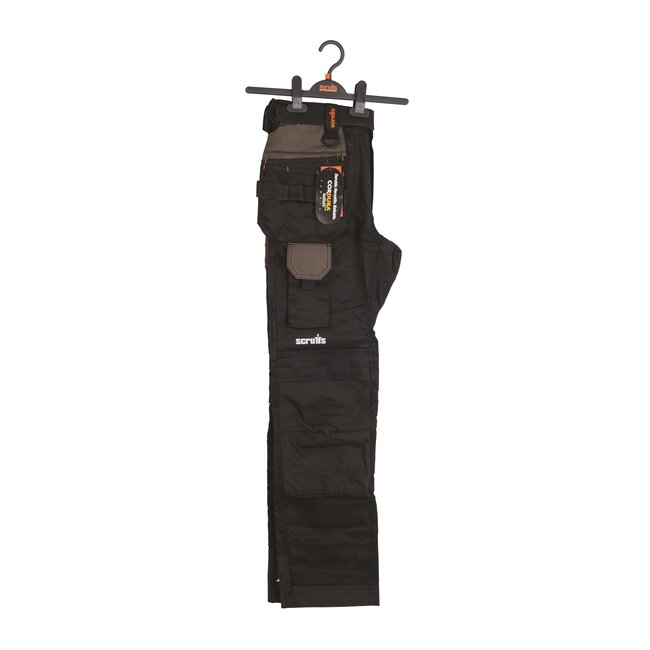 Scruffs werkbroek slanke pasvorm - maat 48 - rekbaar, ballistisch weefsel - holster- en kniezakken - zwart - bouwplaats