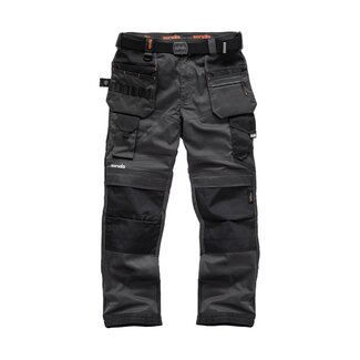 Scruffs Flexibele werkbroek - slijtvaste versteviging - holsterzakken - maat 50L - grijs