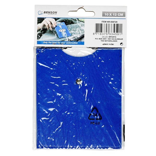Benson Blauwe parkeerkaart - Compact - Duurzaam PU - Europees goedgekeurd - 12 x 10 cm