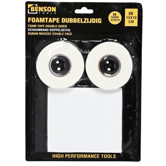 Benson Dubbelzijdige foamtape set - sterk hechtend - wit - 4 stuks
