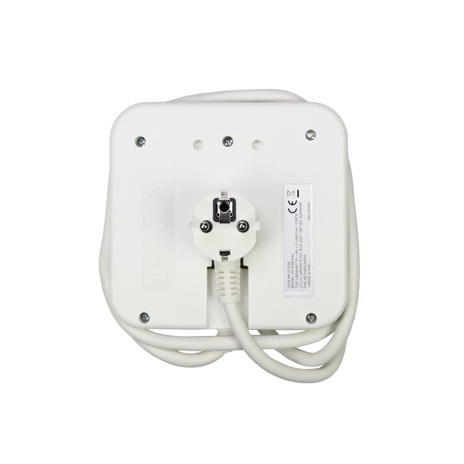 Benson Stekkerdoos - 3 Stopcontacten - 2 USB-poorten - 1,5 meter kabel - Wit