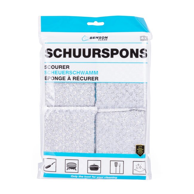 Benson Slijtvaste schuurspons set - grijs - 4 stuks