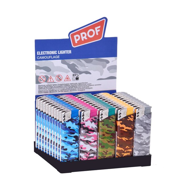 Prof Wegwerpaanstekers - Camouflage - Vaste vlamhoogte - 50 stuks - 8 x 2.4 x 1.2 cm