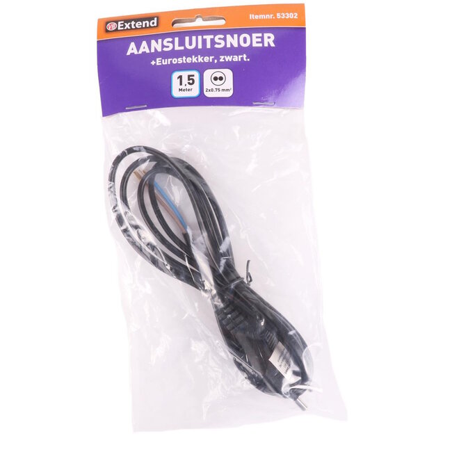 Benson Aansluitsnoer - Eurostekker - 1,5 meter - Zwart - Veilig en Betrouwbaar