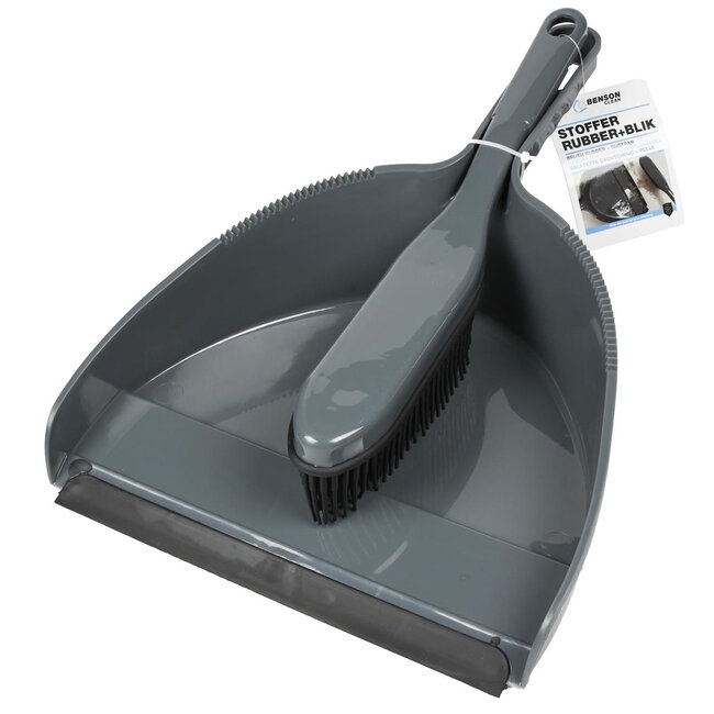 Benson Rubberen stoffer en blik - statisch - zwart - duurzaam - binnen en buiten