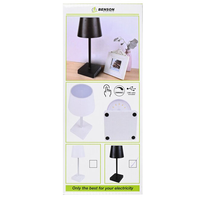 Benson Dimbare LED tafellamp - touch bediening - kleurenmix - 8,5 x 8,5 x 26 cm