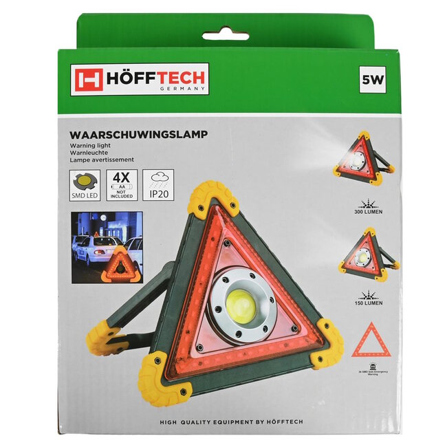 Benson Waarschuwingslamp driehoek - LED - 5W - 3 lichtstanden - 22,5 cm