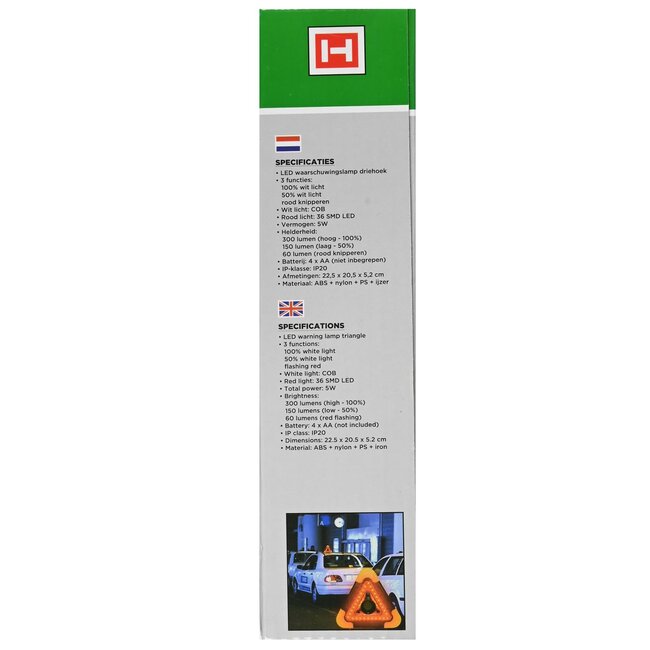 Benson Waarschuwingslamp driehoek - LED - 5W - 3 lichtstanden - 22,5 cm