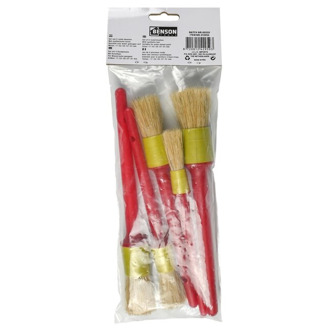 Benson Kwastenset - Rond - Synthetisch - Ergonomisch - 5-delig