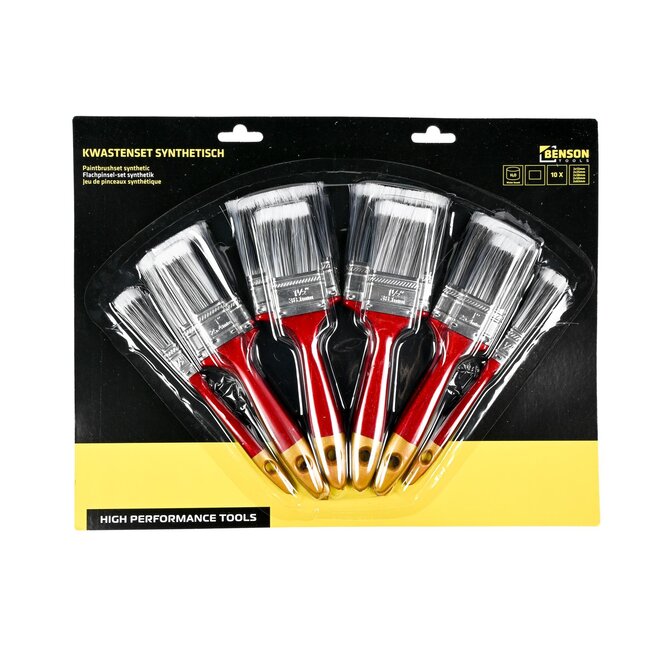 Benson Kwastenset - Plat - Synthetisch - Ergonomisch - 10-delig