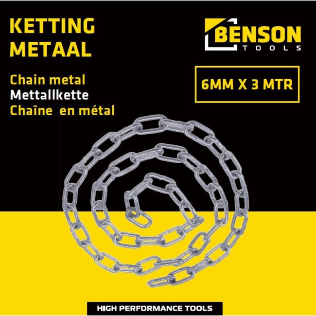 Benson Ketting - metaal - beveiligen en verplaatsen - 3 meter x 6 mm
