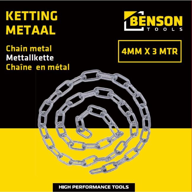 Benson Ketting - metaal - beveiligen en verplaatsen - 3 meter x 4 mm