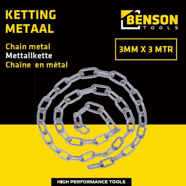 Benson Ketting - Metaal - Beveiligen en Afsluiten - 3 meter x 3 mm