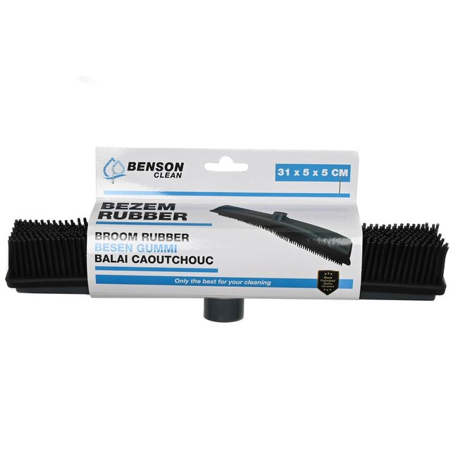 Benson Bezemkop met Rubberen Haren - Statische Werking - 31 cm - Binnen en Buiten
