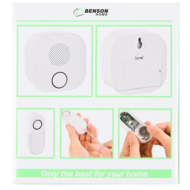 Benson Draadloze deurbel - 38 melodieën - 150 meter bereik - wit