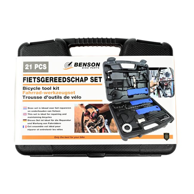 Benson Complete fiets gereedschapset - 21 delig - met opbergkoffer - ideaal voor reparatie en onderhoud