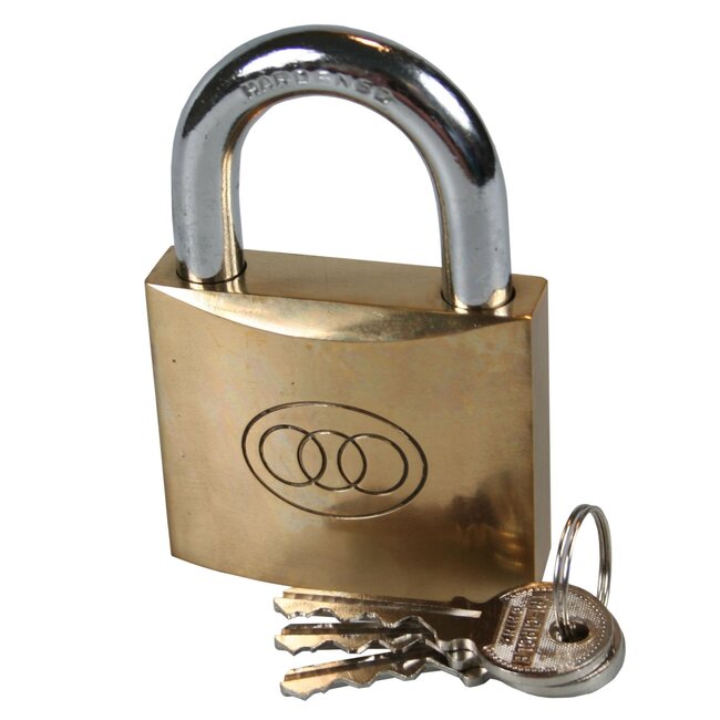 Benson Robuust hangslot - massief koper - 63 mm - inclusief 3 sleutels