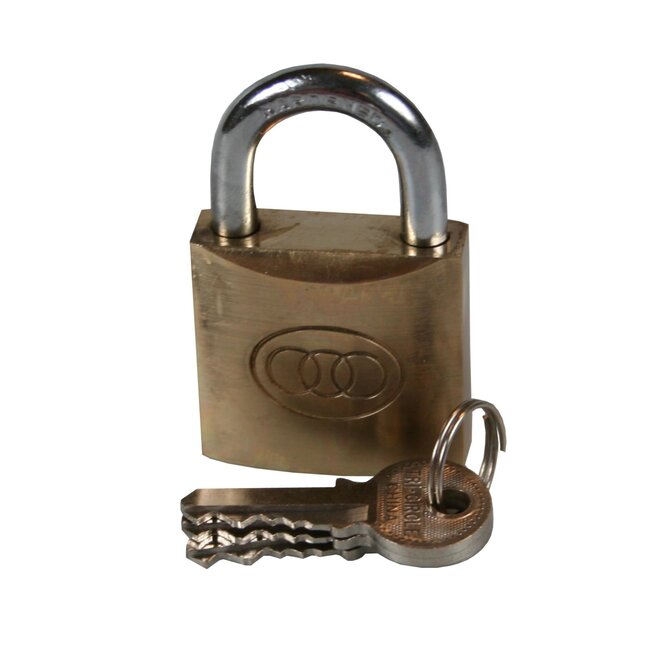 Tri-Circle Massief koperen hangslot - 38 mm - Inclusief 3 sleutels - Duurzaam en betrouwbaar