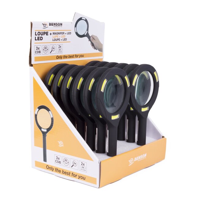 Benson Vergrootglas met 3x vergroting en COB LED verlichting - Ø 80 mm