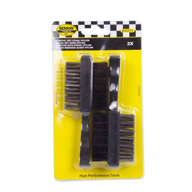 Benson Dubbelzijdige borstel set - staal en nylon - 2-delig - 120 mm